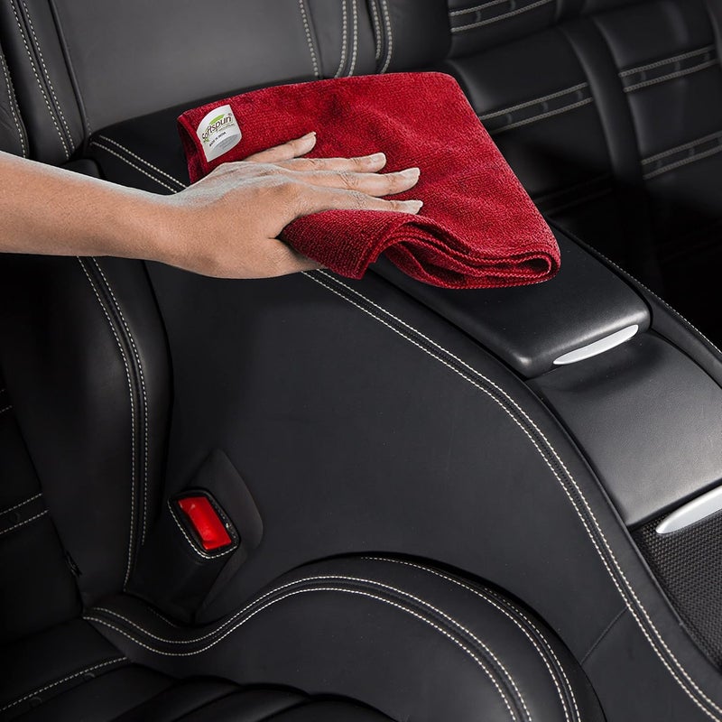 SOFTSPUN Microfiber Cloth 2 pcs 40x40 cms 340 GSM Red Thick Lint StreakFree Multipurpose Cloths Automotive Microfibre Towels for Car Bike Cleaning Polishing Washing Detailing - Image 5