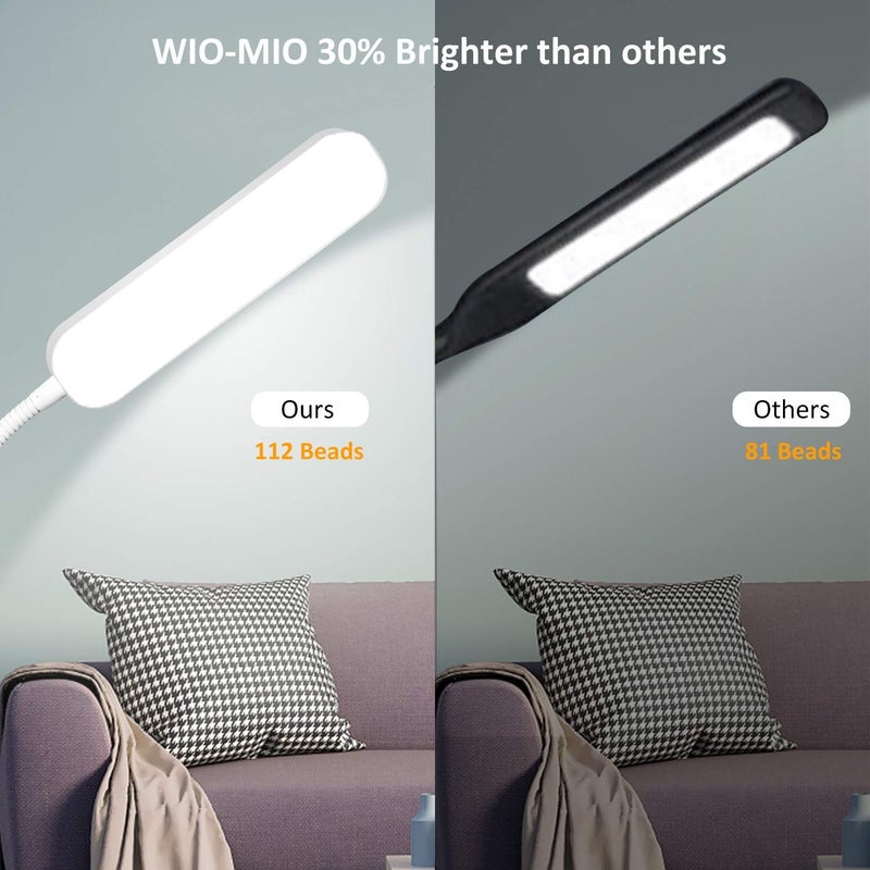 Wio-Mio مصابيح أرضية، مصباح أرضي LED ساطع بقوة 15 واط/1000 لومن مع ألوان قابلة للتعديل بشكل سلس 3000K-6000K ومؤقت، تحكم عن بعد وتحكم باللمس لمصباح القراءة، مصباح أرضي قابل للتعديل لغرفة المعيشة - Image 2