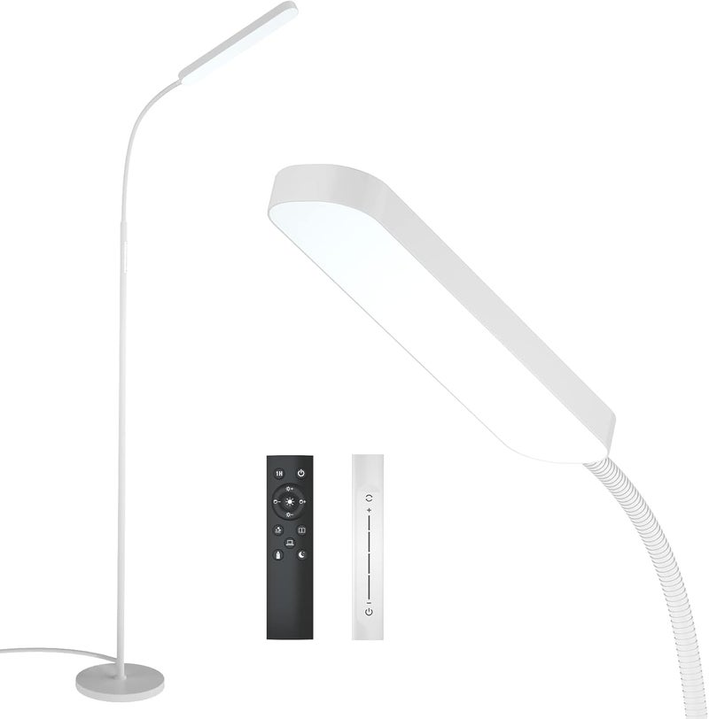 Wio-Mio مصابيح أرضية، مصباح أرضي LED ساطع بقوة 15 واط/1000 لومن مع ألوان قابلة للتعديل بشكل سلس 3000K-6000K ومؤقت، تحكم عن بعد وتحكم باللمس لمصباح القراءة، مصباح أرضي قابل للتعديل لغرفة المعيشة - Image 1
