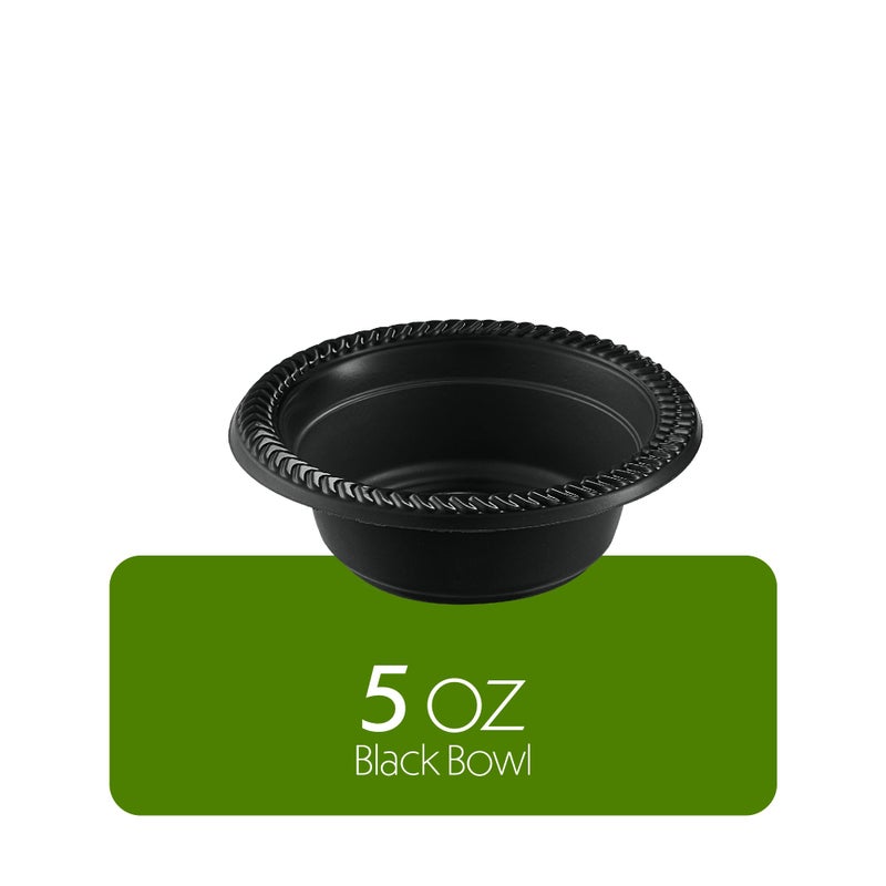 PLASTICPRO 100 PCS Black Plastic Bowls Light Weight 5 oz Small Plastic Soup Bowls Black Salad Dessert Plates Disposable for Party and Wedding - Image 5