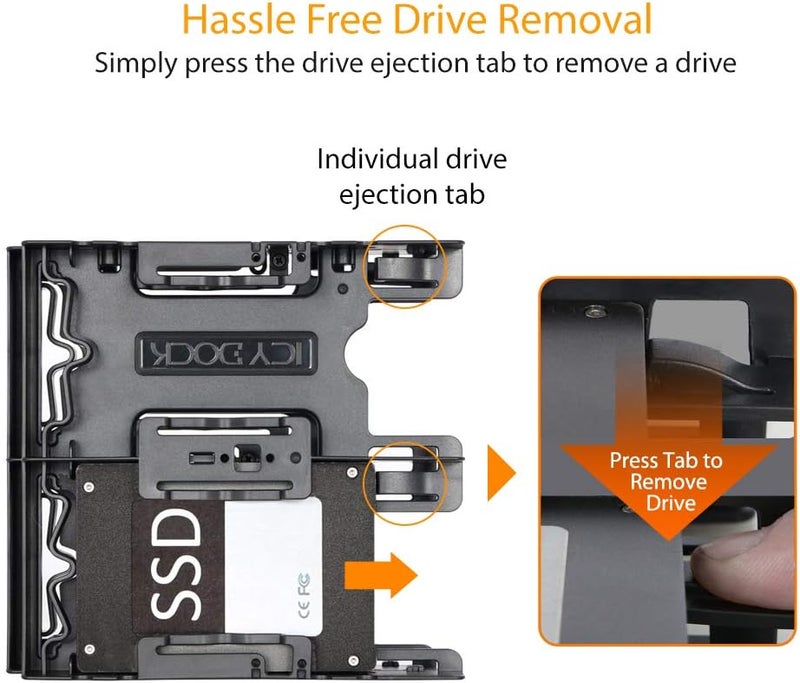 Icy Dock 4 Bays Dual 2 x 2.5 inch Hard Drive SSD Mounting Bracket Adapter for External 5.25” Bay | Flex-FIT Quattro MB344SP - Image 4