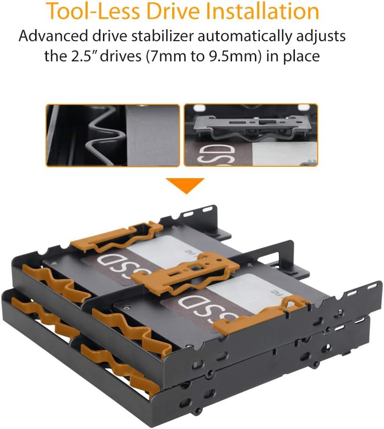 Icy Dock 4 Bays Dual 2 x 2.5 inch Hard Drive SSD Mounting Bracket Adapter for External 5.25” Bay | Flex-FIT Quattro MB344SP - Image 3