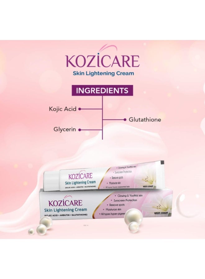 Kozicare Skin Lightening Cream - 15gm  Enriched with Kojic Acid, Alpha Arbutin, Glutathione, Niacinamide and Vitamin C | Best for Melasma, Pigmentation, Acne Scars, Dark/Age Spots - Image 3