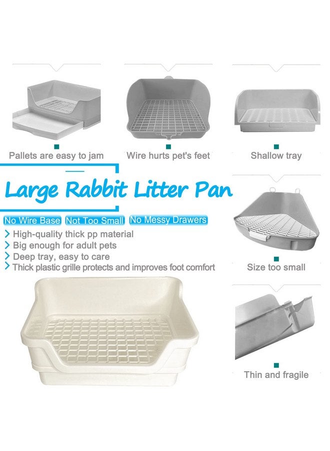 هامليدي صندوق قمامة الأرانب Hamiledyi كبير جدًا، مرحاض زاوية للحيوانات الأليفة، مدرب قعادة للحيوانات الصغيرة، وعاء قمامة ضخم للأرانب مع شبكة بلاستيكية، صينية تفريغ عميقة للخنازير الغينية البالغة، شنشيلة، النمس، Galesaurs، أبيض - Image 2