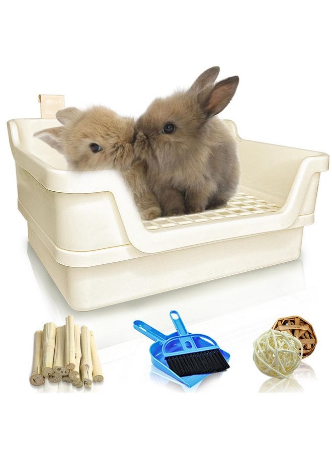 هامليدي صندوق قمامة الأرانب Hamiledyi كبير جدًا، مرحاض زاوية للحيوانات الأليفة، مدرب قعادة للحيوانات الصغيرة، وعاء قمامة ضخم للأرانب مع شبكة بلاستيكية، صينية تفريغ عميقة للخنازير الغينية البالغة، شنشيلة، النمس، Galesaurs، أبيض - Image 1