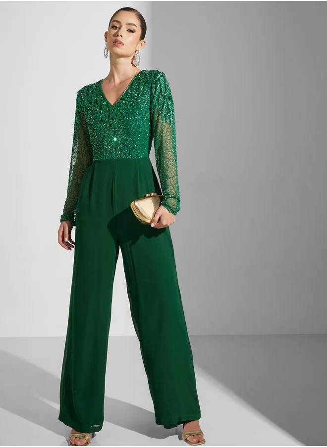 Virgos Lounge Embellished Wide Leg Jumpsuit