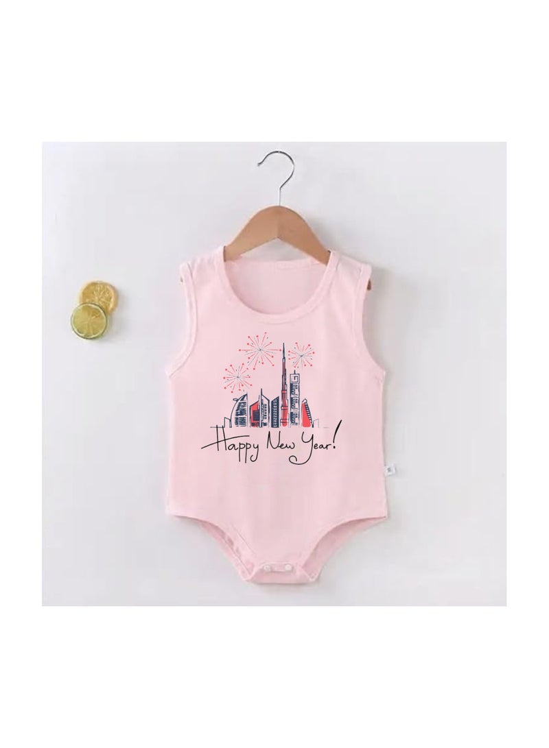 Happy New Year In Dubai With This Soft Cotton Baby Sleeve Less Onesie-Baby Bodysuit For New Year's Dubai-Baby's New Year's Outfit - Image 2