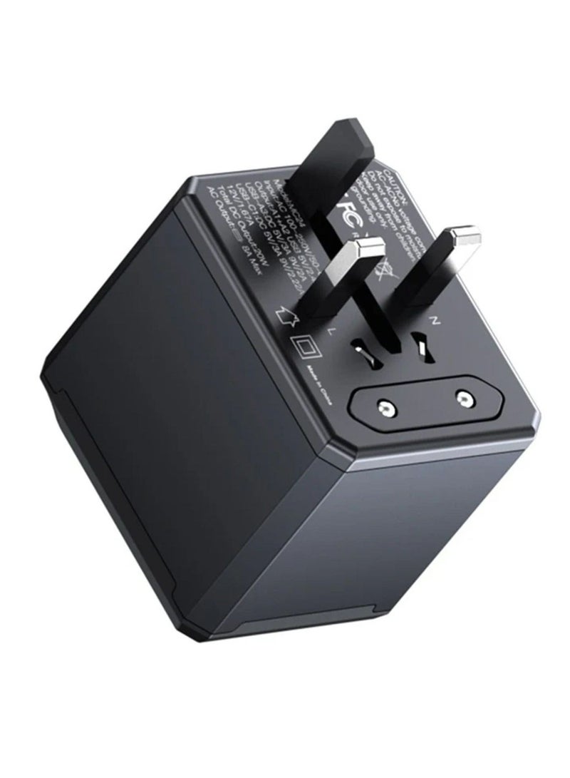 Yesido MC24 20W 3 USB + Type-C Ports Multi-Function Universal Travel Adapter Plug – Black - Image 4