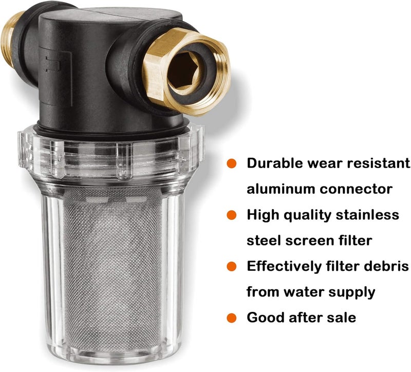 Twinkle Star Hose Filter Attachment Line Water Hose Filter with 100 Mesh and 40 Mesh Screen, 2Pcs O-Ring, Garden Hose Filter Pressure Washer Inlet for RV Camping Car Wash Water Hose - Image 3