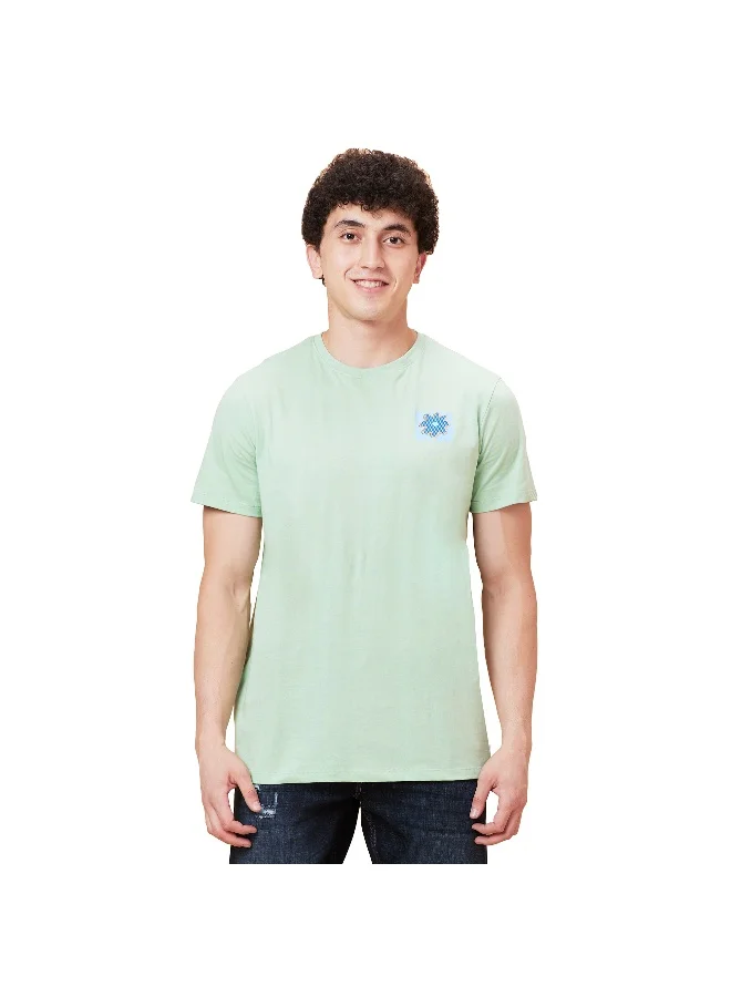 بيينغ هيومان Mens Green Foam Round Neck Short Sleeve T-Shirt