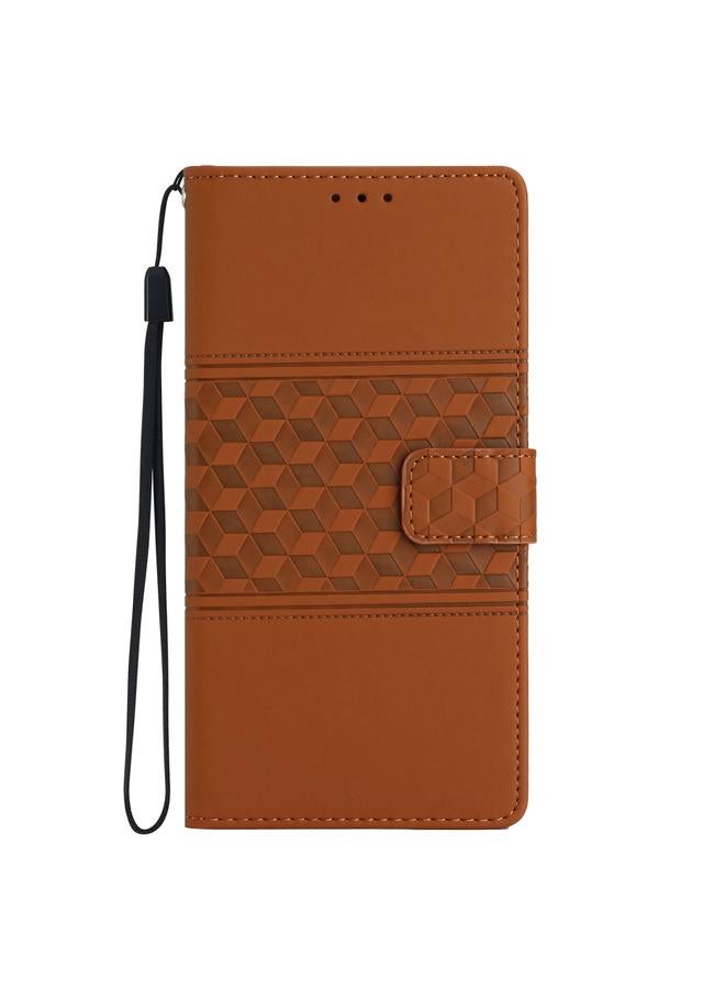 Zaboon Case For iPhone 12 Pro Diamond Embossed Skin Feel Leather Phone Case with Lanyard - Image 2