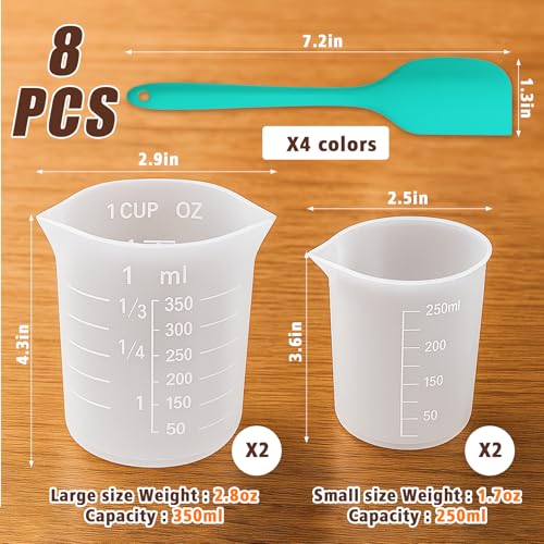 Juome Silicone Chocolate Melting Cup Set with 4PCS Silicone Measuring Cups for Melting Chocolate (250ml, 350ml) & 4PCS Jar Spatulas, Heat-Resistant, Baking Supplies Accessories for DIY Chocolate Molds - Image 2