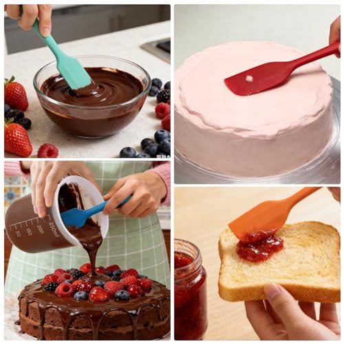 Juome Silicone Chocolate Melting Cup Set with 4PCS Silicone Measuring Cups for Melting Chocolate (250ml, 350ml) & 4PCS Jar Spatulas, Heat-Resistant, Baking Supplies Accessories for DIY Chocolate Molds - Image 4