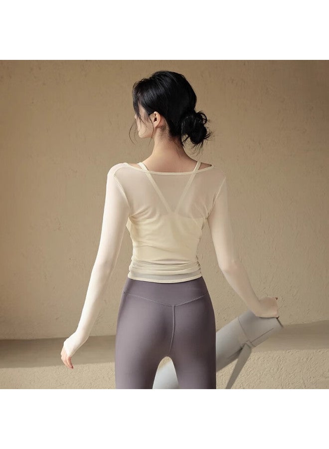 Ackdcs Yoga Outfit Pilates Top For Women, Spring And Summer Running Sports Fashion Mesh Fitness Set, Two-piece Set - Image 3
