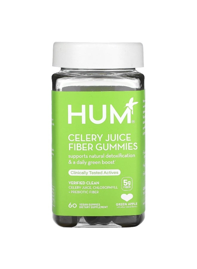 HUM Nutrition, Celery Juice Fiber Gummies, Green Apple, 5 g, 60 Vegan Gummies