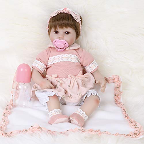 ENADOLL Reborn Baby Doll Realistic Silicone Vinyl Cute Headband Baby 16 inch Weighted Soft Body Lifelike Doll Gift Set for Ages 3Cute Headband - Image 1