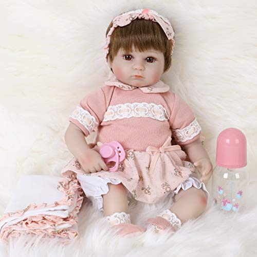 ENADOLL Reborn Baby Doll Realistic Silicone Vinyl Cute Headband Baby 16 inch Weighted Soft Body Lifelike Doll Gift Set for Ages 3Cute Headband - Image 5