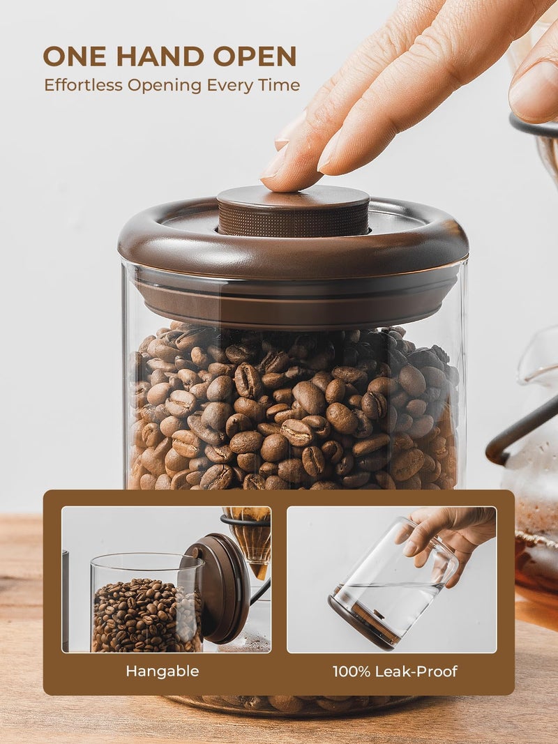Tourdeus Glass Coffee Bean Jar â€“ Pop Top Air Tight Coffee Bean Container with CO2 Valve, 10 oz Coffee Storage Airtight Canister, 0.63lb - Image 3