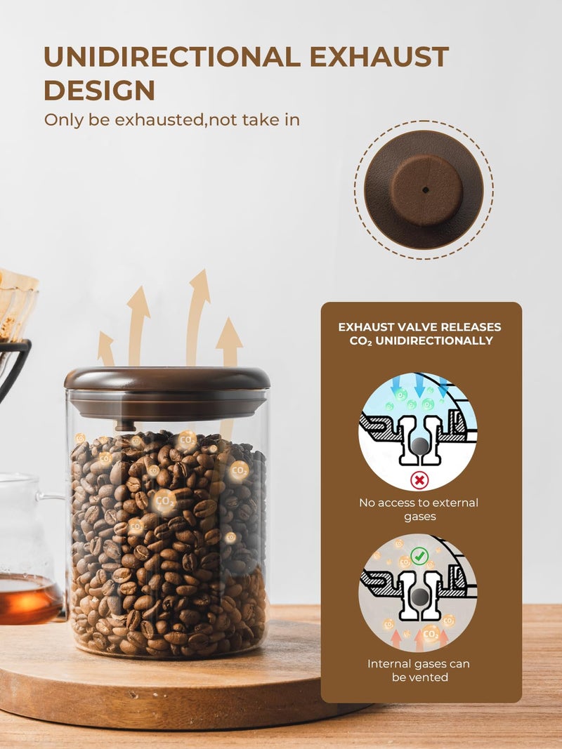 Tourdeus Glass Coffee Bean Jar â€“ Pop Top Air Tight Coffee Bean Container with CO2 Valve, 10 oz Coffee Storage Airtight Canister, 0.63lb - Image 4