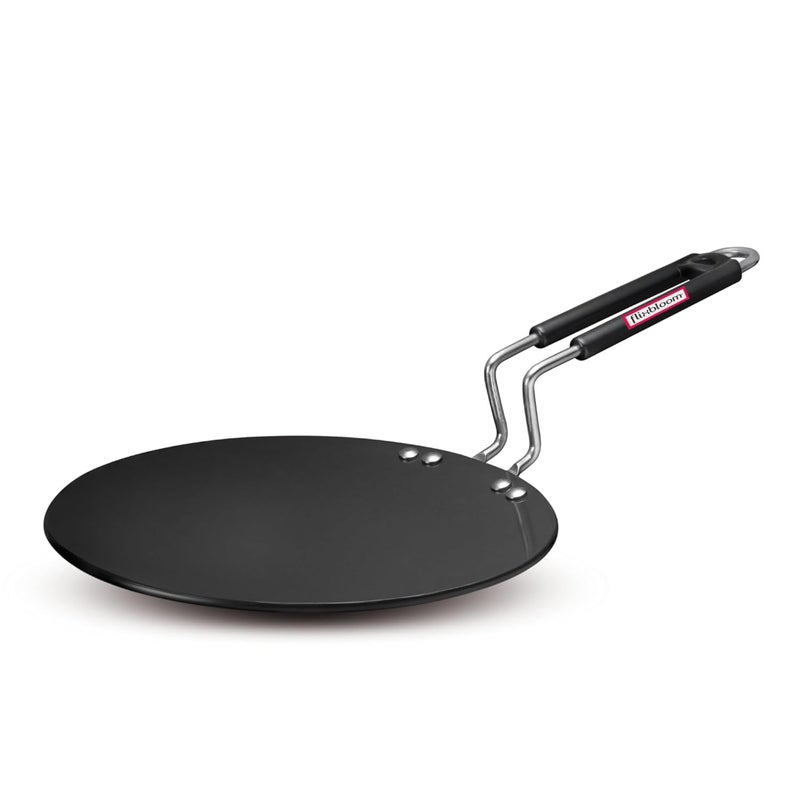 FLIXBLOOM FLIXBLOOM Special Flat Hard Anodized Tawa Tava Wider Base Stainless Steel Handle Roti Tava Induction Base Tawa for Roti Paratha Chapati Phulka Omelette Color Black - Image 1