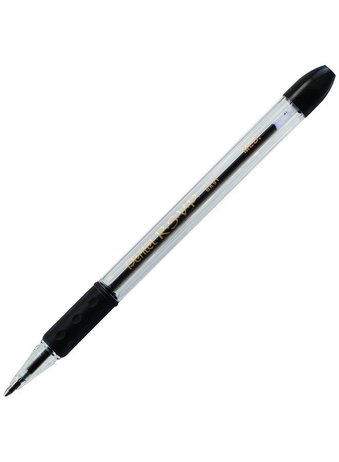 بنتل قلم حبر جاف Pentel RSVP، (1.0 مم)، خط متوسط، حبر أسود، علبة من 12 قلمًا (BK91-A) - Image 1