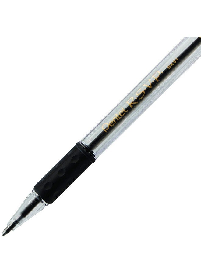 بنتل قلم حبر جاف Pentel RSVP، (1.0 مم)، خط متوسط، حبر أسود، علبة من 12 قلمًا (BK91-A) - Image 5