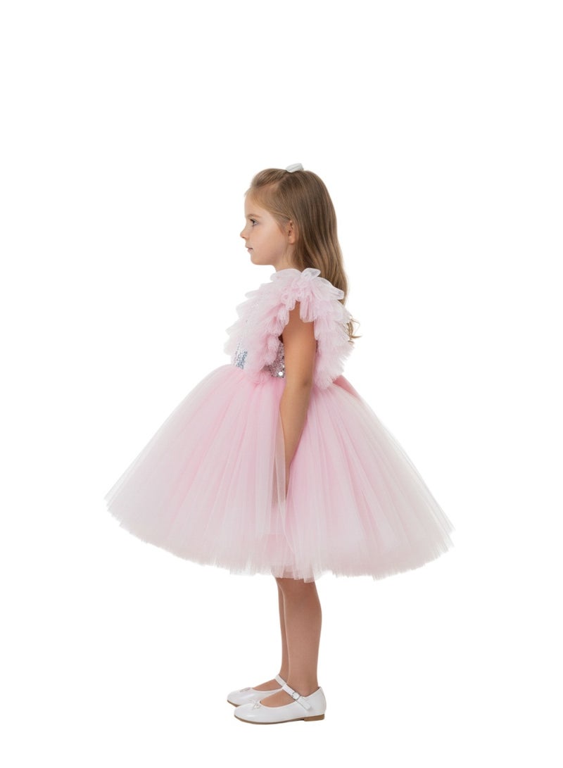 D'Daniela Amira Dress with Sequins Light Pink - Image 2