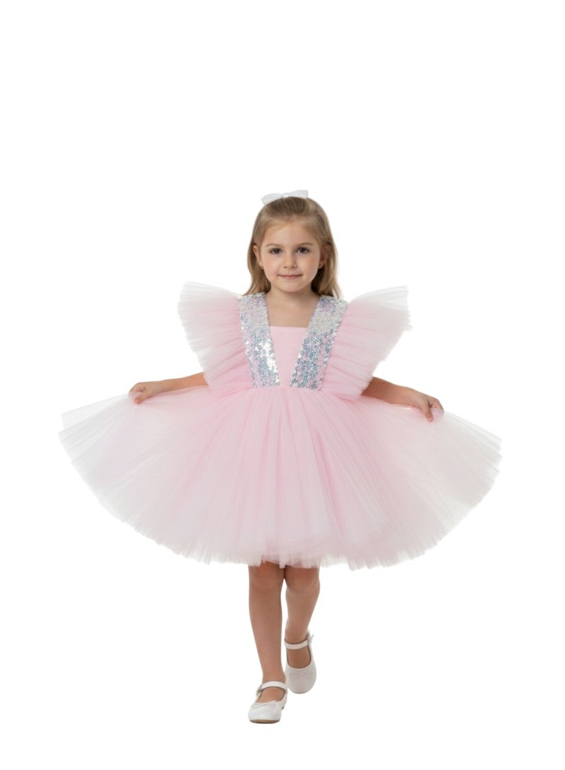 D'Daniela Amira Dress with Sequins Light Pink - Image 3