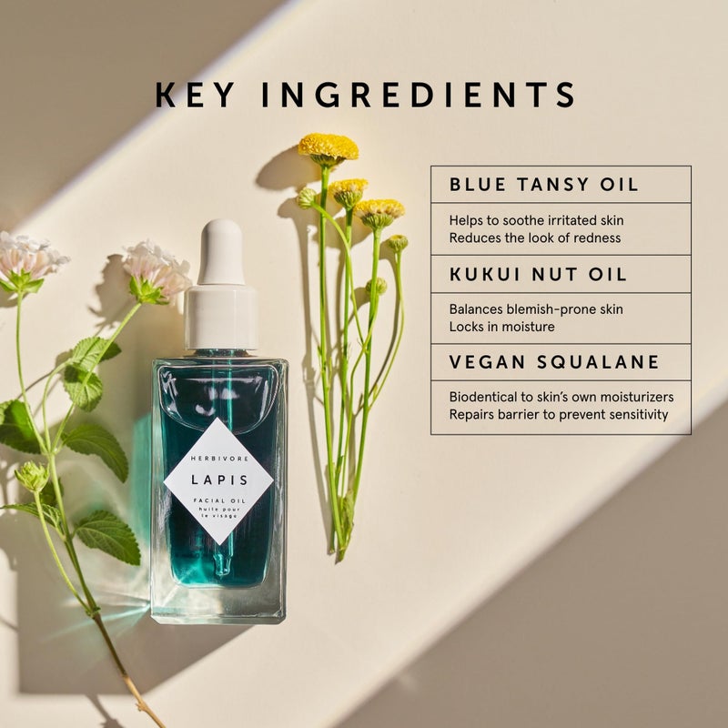 HERBIVORE Lapis Facial Oil | Balances Oil & Soothes Redness with Blue Tansy & Squalane | Safe for Oily & Acne Prone Skin, Non-Comedogenic, Vegan, 30 mL / 1 oz - Image 4