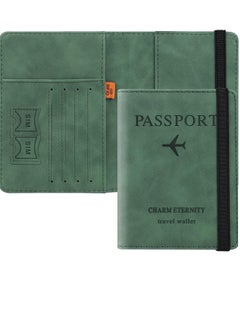 BIGTHREE Passport Holder Wallet Cover Case, Passport Case with RFID Blocking, PU Leather Travel Document Holder for Men&Women Travel Accessories (Green)  - Image 1