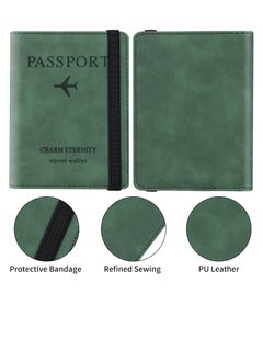 BIGTHREE Passport Holder Wallet Cover Case, Passport Case with RFID Blocking, PU Leather Travel Document Holder for Men&Women Travel Accessories (Green)  - Image 5