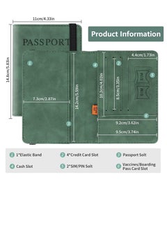 BIGTHREE Passport Holder Wallet Cover Case, Passport Case with RFID Blocking, PU Leather Travel Document Holder for Men&Women Travel Accessories (Green)  - Image 4