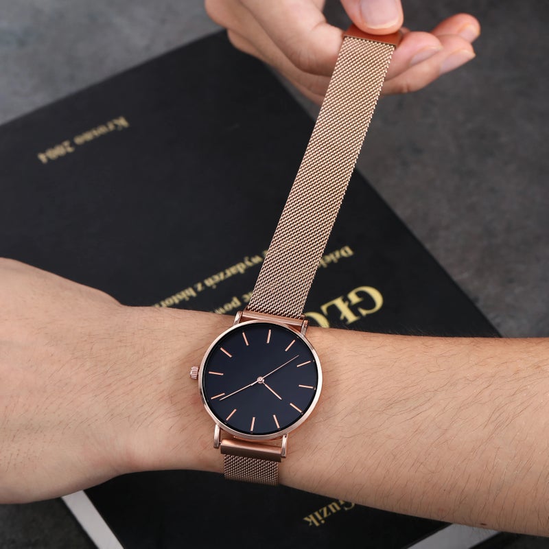Y&D High Quality Minimalism Thin Men and Women Watch Stainless Steel Magnetic Mesh Strap Quartz Watch Gift Men Wristwatch No logo - Image 5