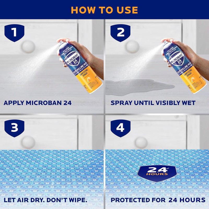 MICROBAN 24 Hour Disinfectant Sanitizing Spray, Citrus Scent, 15oz - Image 2