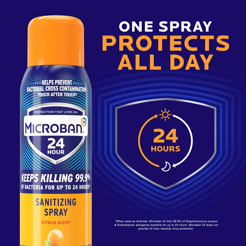 MICROBAN 24 Hour Disinfectant Sanitizing Spray, Citrus Scent, 15oz - Image 3