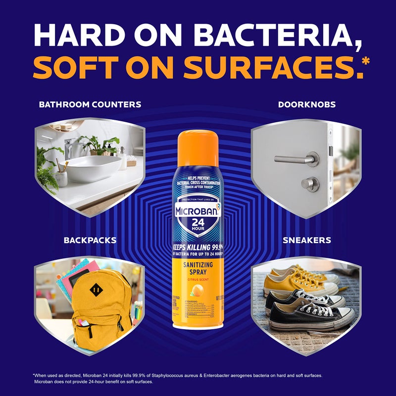 MICROBAN 24 Hour Disinfectant Sanitizing Spray, Citrus Scent, 15oz - Image 4