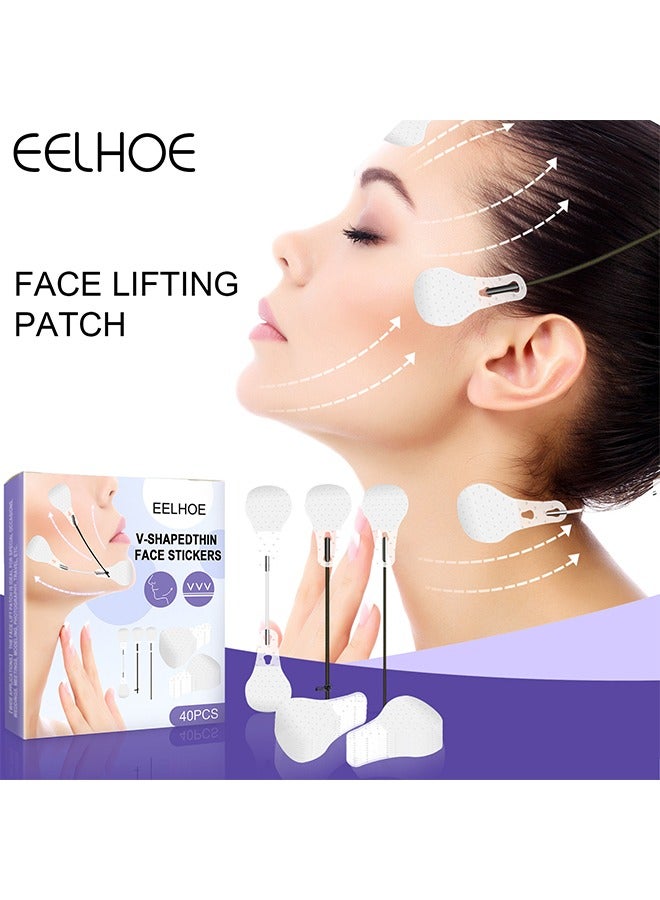 EELHOE V-ShapedThin Face Stickers, Face Invisible Lifting Sticker V Face Sticker ,V-shaped Face Lift Patch for Skin Firming, Shrinking, slimming Chin Muscle Lift and Swelling Removal 40pcs - Image 1