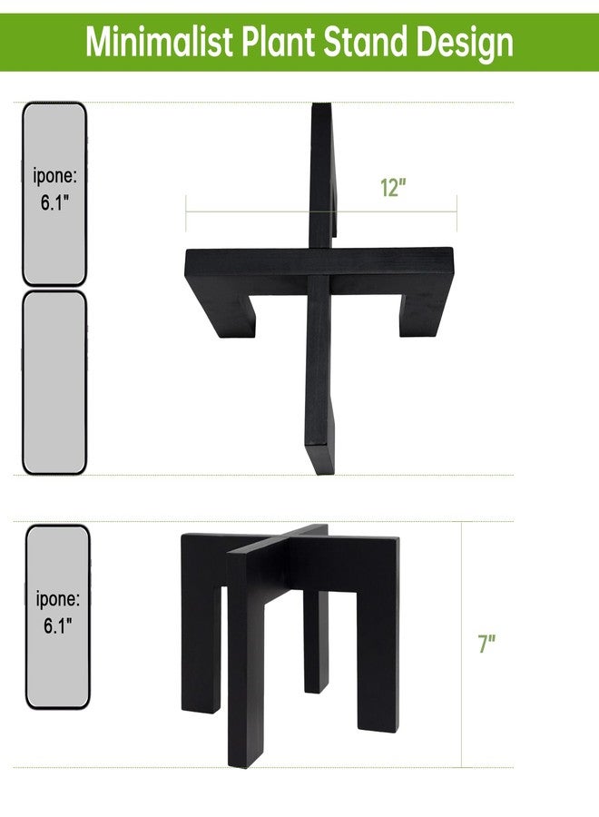 hismocal Wood Plant Stand Indoor/Outdoor for Plants, Large Size Planter Stand Holder,Sturdy and Stable Flower Pot Stand,Fits Most Size Flower Pots In Room (1 Pack-Black) - Image 5