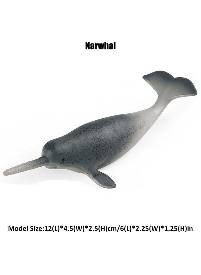 JOKFEICE Ocean Sea Animal Toys, Realistic Narwhal Fairy Garden Accessories, Learning Educational Toys for Christmas Birthday Cake Topper Gift for Kids - Image 2