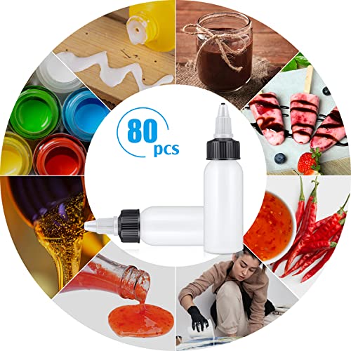 Epakh 80 Pieces Plastic Squeeze Bottle with Twist Top Cap Dispensing Bottles Small Round HDPE Bottle 1 Oz/ 30 ml Squeeze Condiment Bottles for Crafts,Household,Kitchen,Lab Dispensing - Image 5