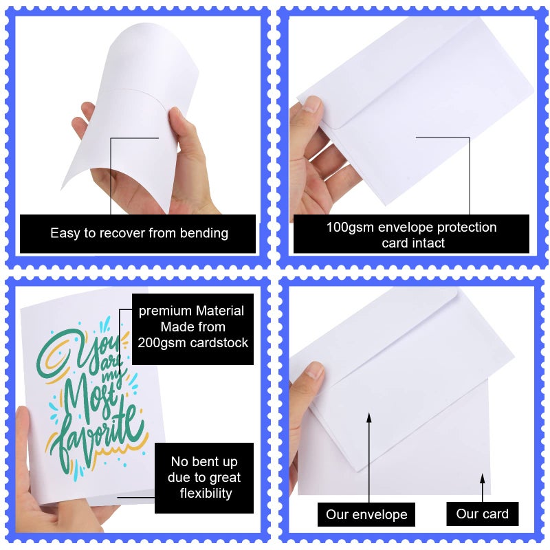 Joyberg Blank Cards and Envelopes 4x6, 30 Pack White Invitation Cardstock with 30 Pack Envelopes, Thank you Blank Greeting Cards, for All Occasions DIY, Print custom - Image 5