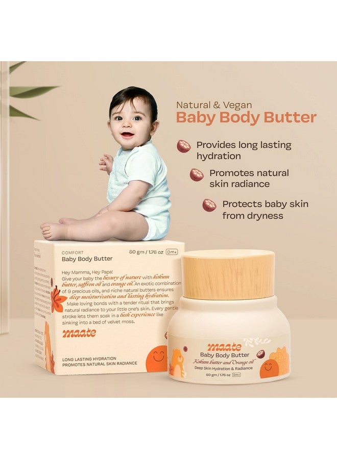 Maate Baby Body Butter (50 gm) | Enriched with Pure Kokum Butter, Shea Butter, Orange & Saffron Oil | Baby Cream For Face, Skin & Body | Baby Body Butter For Kids 0-12 years | Baby Moisturizer Cream - Image 2