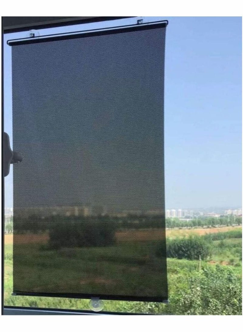 Classic PVC 100% Blackout Roller Blinds for Windows Retractable Car Sunshade Window Shades Blind Shade with Suction Cups Temporary Portable Cover Curtain 49x 23inches - Image 1