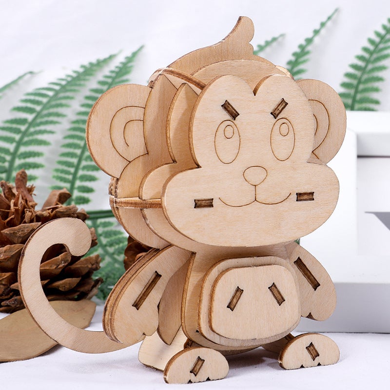 Children'S Diy Wooden Toy Wooden Model Puzzle Three-Dimensional Puzzle Handmade Assembled Colored Insect Model Building Blocks - Image 1