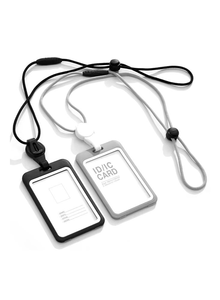 SENDEFN Double-sided Transparent Lanyard and Chest Card Retractable, work card, employee ID badge, staff ID card, Badgework card, Two ways to wear it, Ideal for Corporate/Business/Exhibition Identification- Multifunction（Black） - Image 4