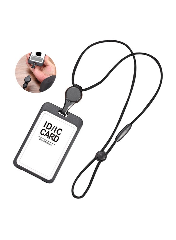 SENDEFN Double-sided Transparent Lanyard and Chest Card Retractable, work card, employee ID badge, staff ID card, Badgework card, Two ways to wear it, Ideal for Corporate/Business/Exhibition Identification- Multifunction（Black） - Image 1