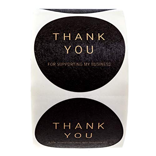 SBlabels 2" Black Kraft Thank You for Supporting My Business Stickers / 500 Brown Kraft Small Business Labels/Customer Appreciation Thanks Round Package Envelope Seals/Made in The USA - Image 2