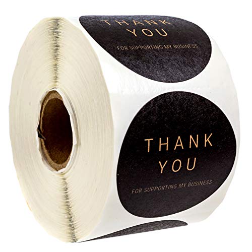 SBlabels 2" Black Kraft Thank You for Supporting My Business Stickers / 500 Brown Kraft Small Business Labels/Customer Appreciation Thanks Round Package Envelope Seals/Made in The USA - Image 1