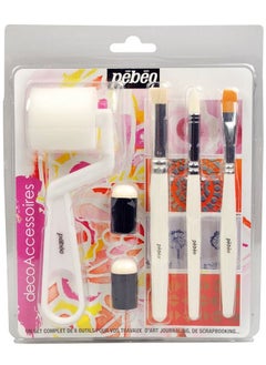 Pebeo Pebeo Set Of Application Tools Decoupage - Brush Stencil Foam Rollers Applicators  - Image 1