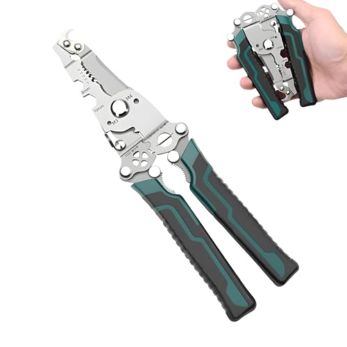 XBEY All in 1 Multifunction Stainless Steel Wire Stripper/Wire Crimping Tool, Wire Cutter, Wire Crimper, Cable Stripper, Wiring Tools and Multi-Function Hand Tool for Electrician (Needle Wire Cutter) - Image 1